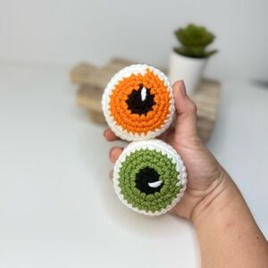 Handcrafted Halloween Eyeball Catnip Toys Pair of two